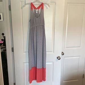 Just Be Ladies White & Blue Stripe Maxi Dress Size M
